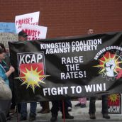 Groups were present from many different cities, including these activist from Kingston, Ontario. (Photo by Scott Neigh)