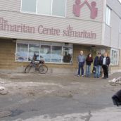 Some people at the Samaritan Centre came outside to show support