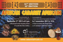 Poster for the 2013 African Cabaret in Sudbury.