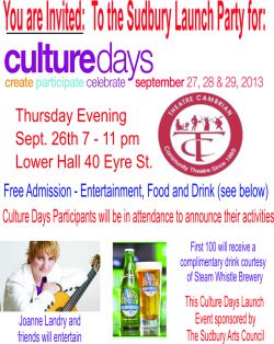 Poster for the launch part of Sudbury Culture Days.