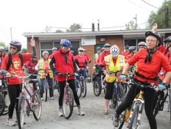 The "Sudbury Grannies" and other cyclists recently gathered to ask for safe cycling infrastructure