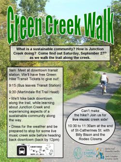 Poster for the Green Creek Walk happening on September 27th.