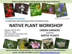 MEDIA RELEASE: Native Plant Workshop at the Lake Laurentian Conservation Area