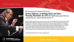 Event Notice -- Gkendassawin Trail Speaker Series presentsTomson Highway: on Writing, Music and Ideas