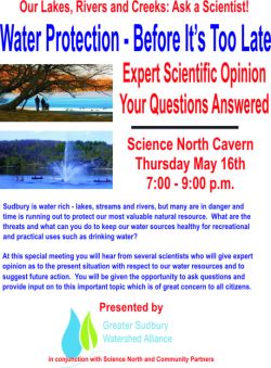 Poster for "Our Rivers, Lakes, Creeks: Ask a Scientist!" event.