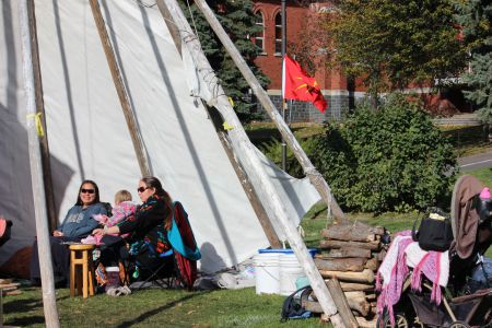 The teepee is up! (Photo by Larson Heinonen)
