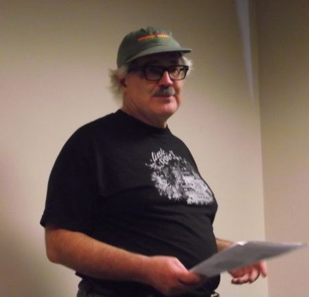 Scholar and activist Gary Kinsman of Laurentian University in Sudbury, Ontario, introducing the film *United in Anger: A History of ACT UP* and talking about the new AIDS Activist History Project that he is working on with Alexis Shotwell of Carleton University in Ottawa.