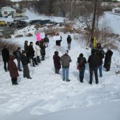 Around 25 people gathered by Ramsey Lake for World Water Day