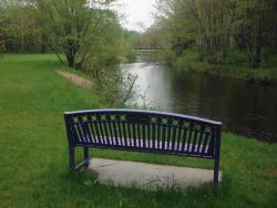 A memorial bench with a pleasant view.